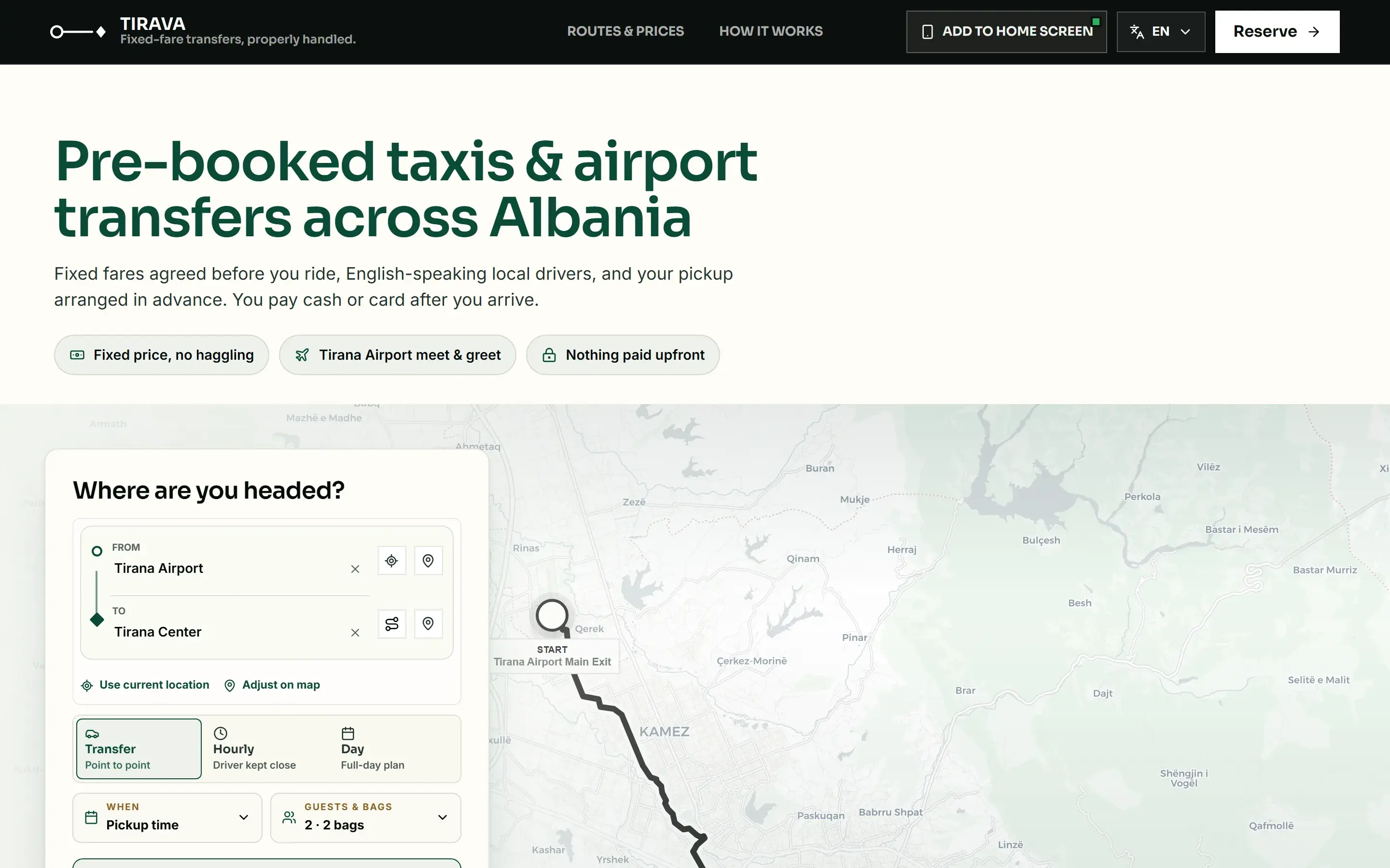 Tirava, taxi and chauffeur booking platform, live